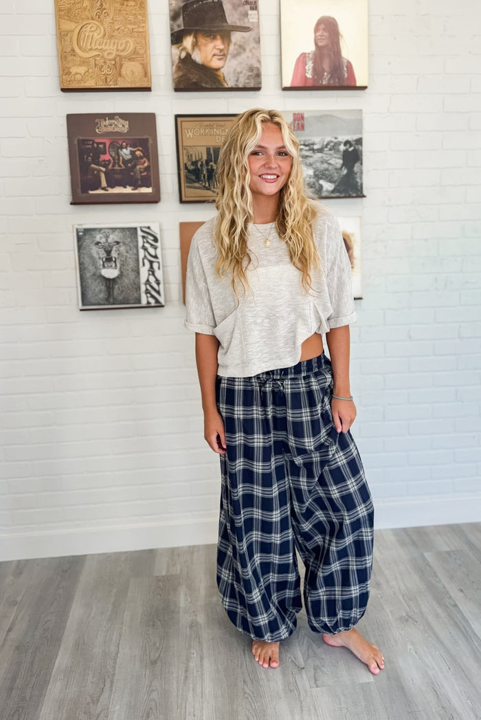 Here For It Plaid Balloon Pants