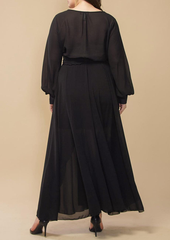 Hi Curvy Plus Size Women Solid Wrap Maxi Dress Made in USA