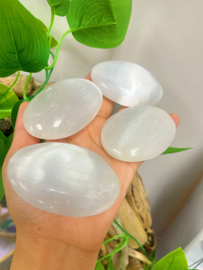 Selenite Palm Stones