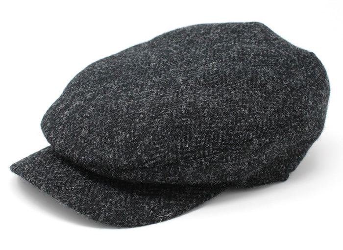 Black and Charcoal Herringbone - Scottish Harris Tweed / Small