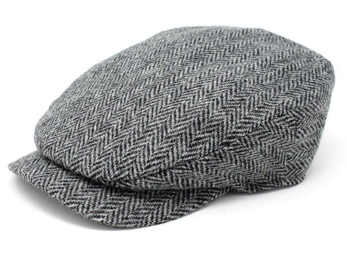 Classic Black and White Herringbone - Scottish Harris Tweed / Small