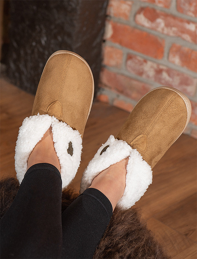 Irish Suede Adult Slippers - Warm Toast
