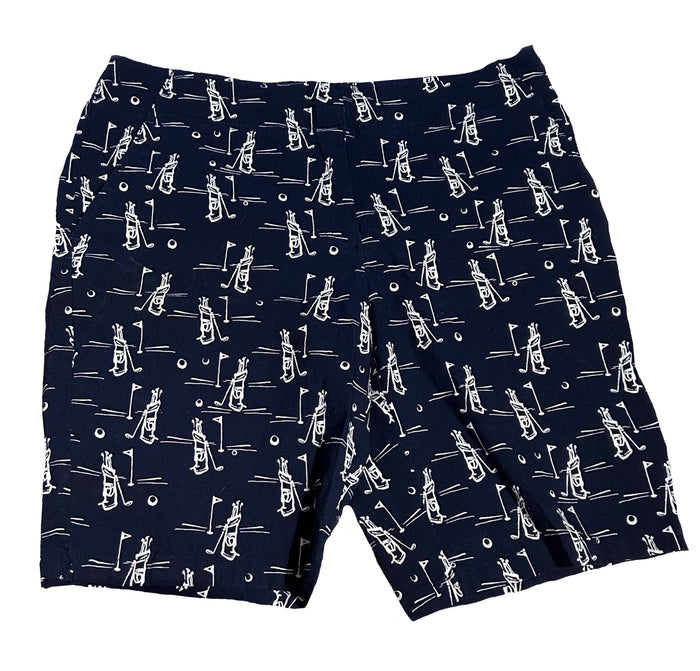 Izod Golf Navy Golf Bag Print Shorts Size 12