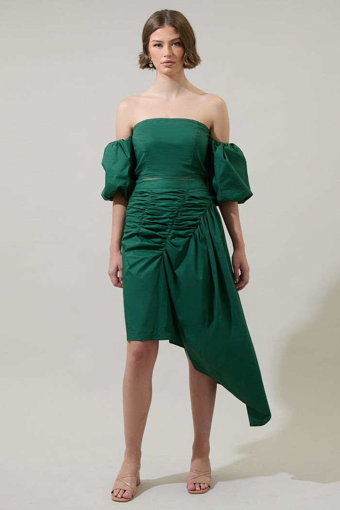 Jadey Belen Ruched Midi Skirt