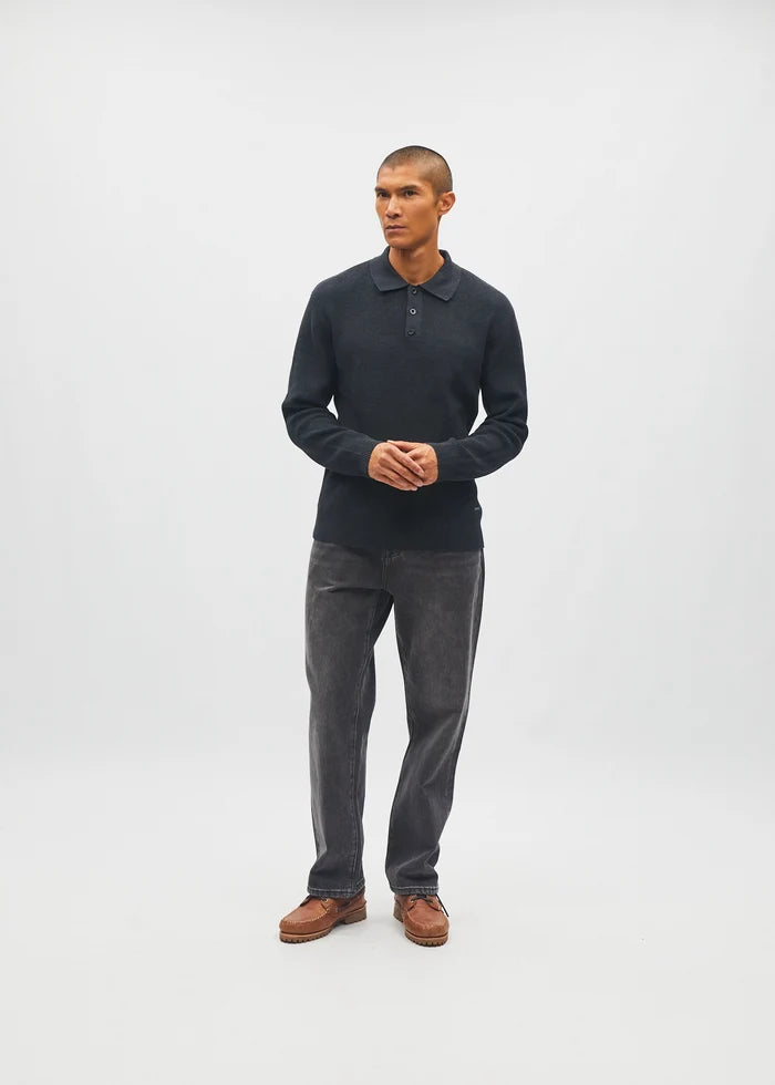Jakob Knit Polo Charcoal Marl