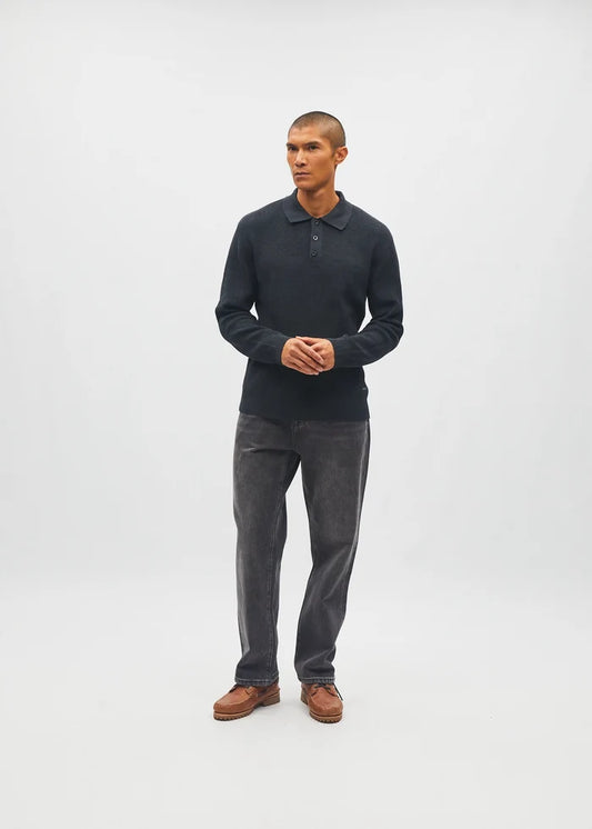 Jakob Knit Polo Charcoal Marl