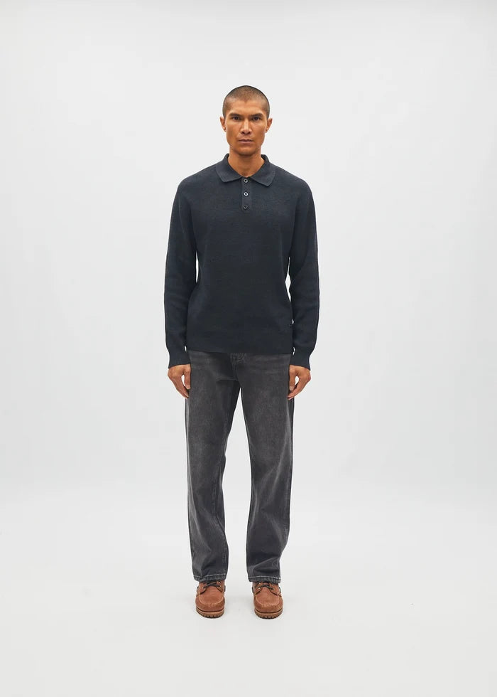 Jakob Knit Polo Charcoal Marl