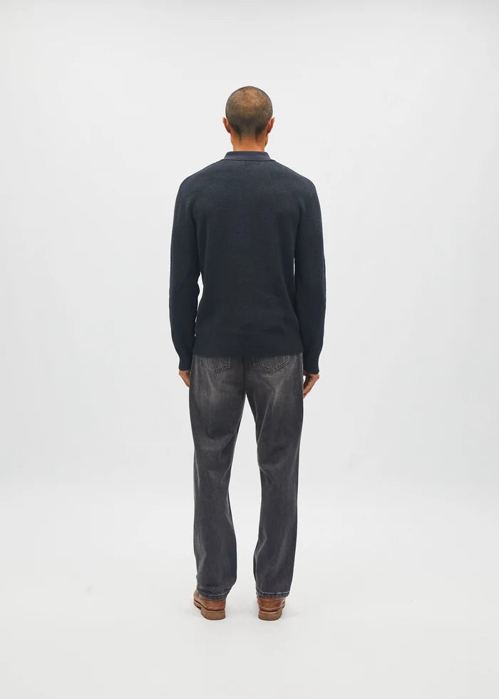 Jakob Knit Polo Charcoal Marl