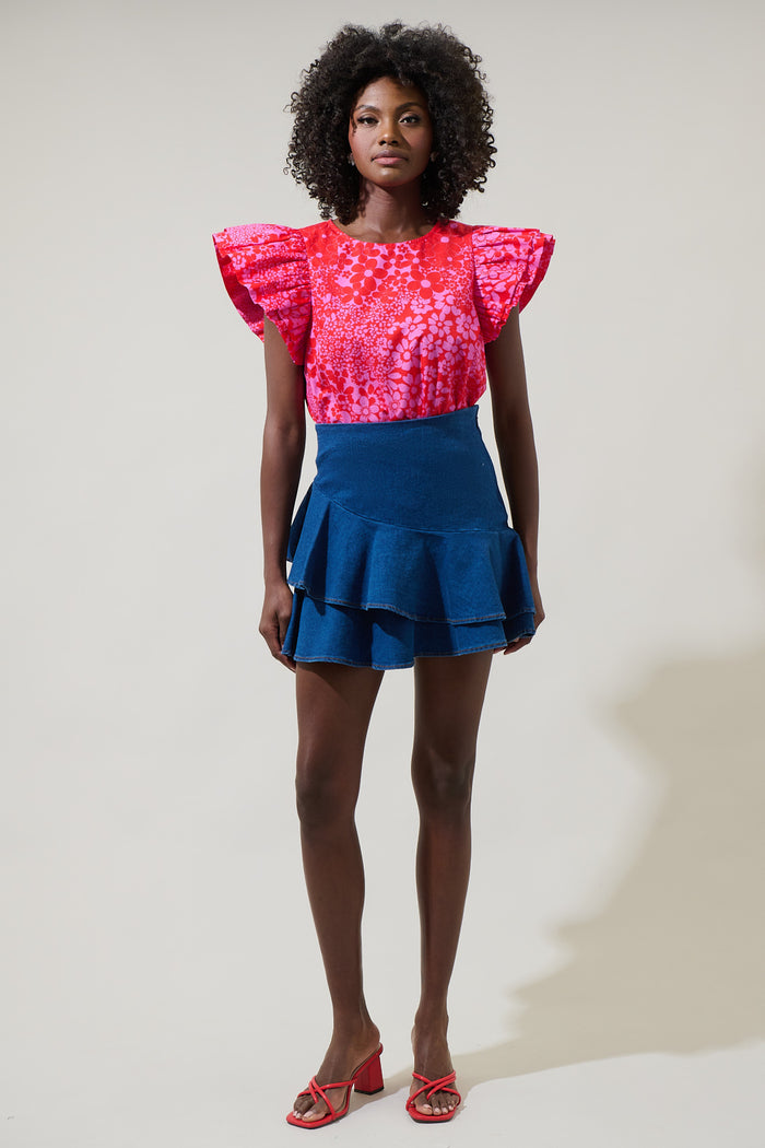 Jamie Denim Sterling Ruffle Mini Skirt