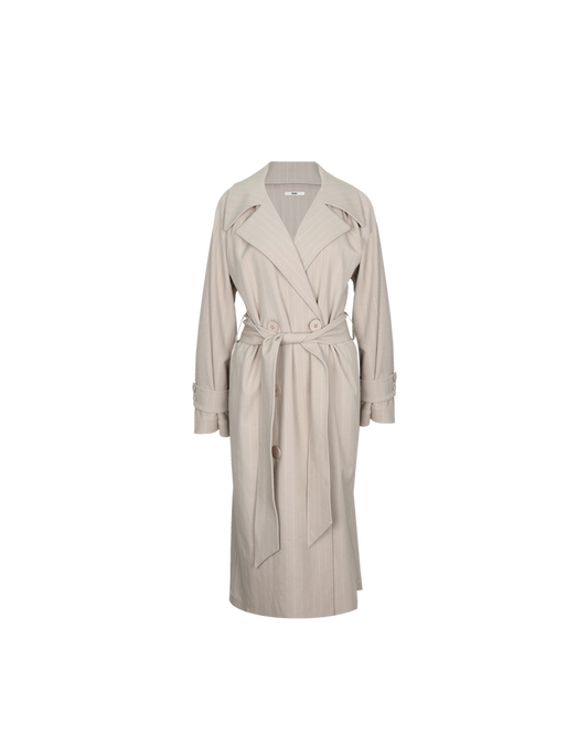 JEMIMA TRENCH COAT CAMEL PINSTRIPE