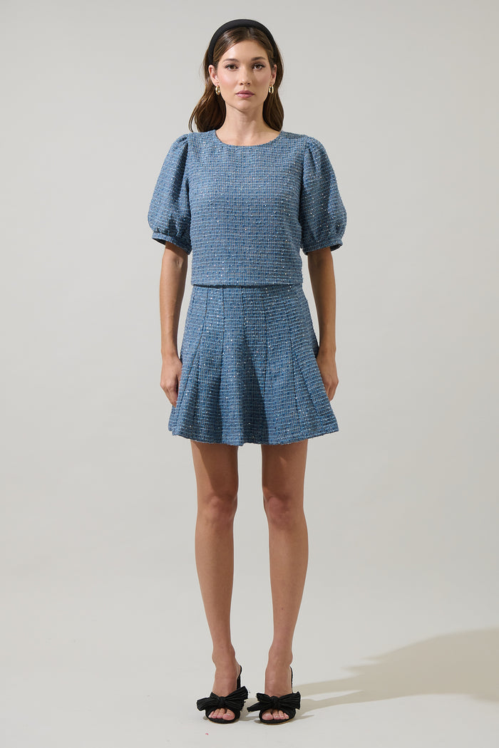 Jenavy Tweed Flare Mini Skirt