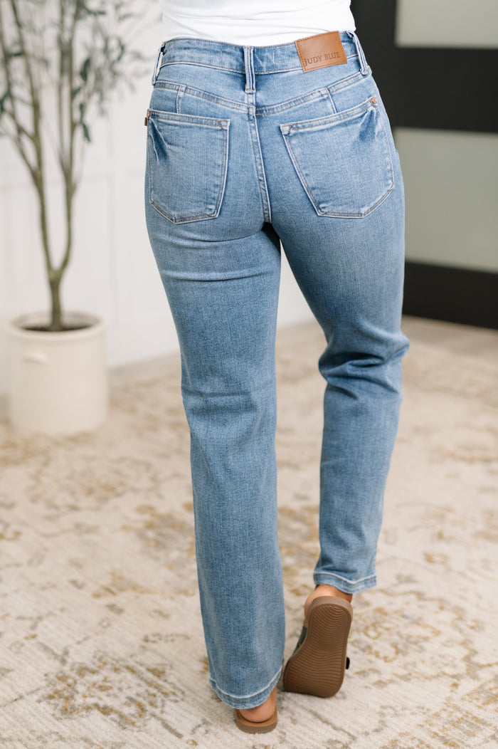 Judy Blue Mid Rise Tummy Control Vintage Straight Jeans