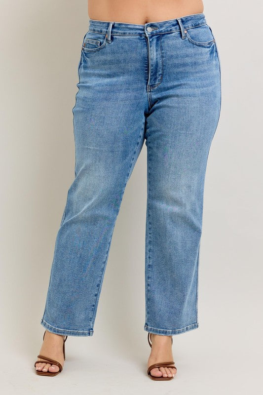 Judy Blue Mid Rise Tummy Control Vintage Straight Jeans
