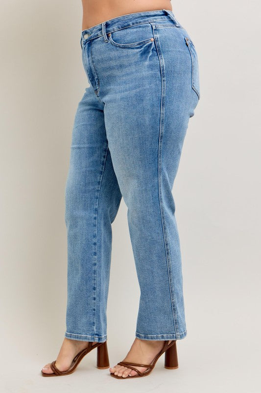 Judy Blue Mid Rise Tummy Control Vintage Straight Jeans