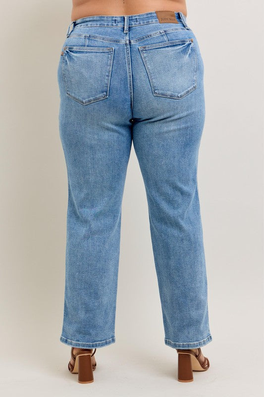 Judy Blue Mid Rise Tummy Control Vintage Straight Jeans