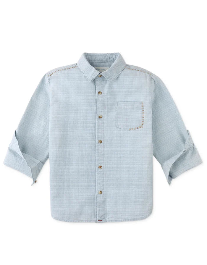 Julius Washed Denim Shirt With Contrast Thread
