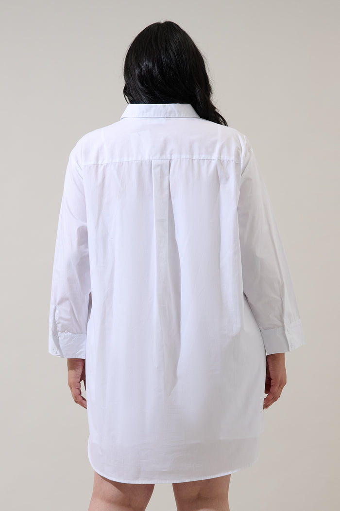 Kaira Poplin Button Down Shirt Dress Curve