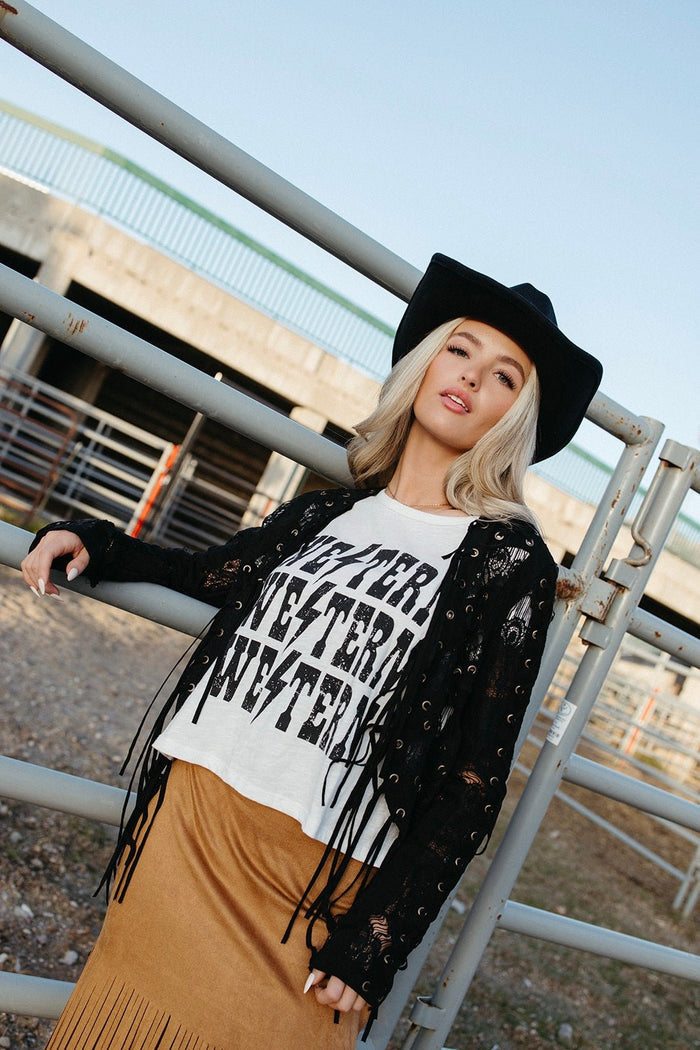 Kash Fringe Lace Crop Jacket - FINAL SALE