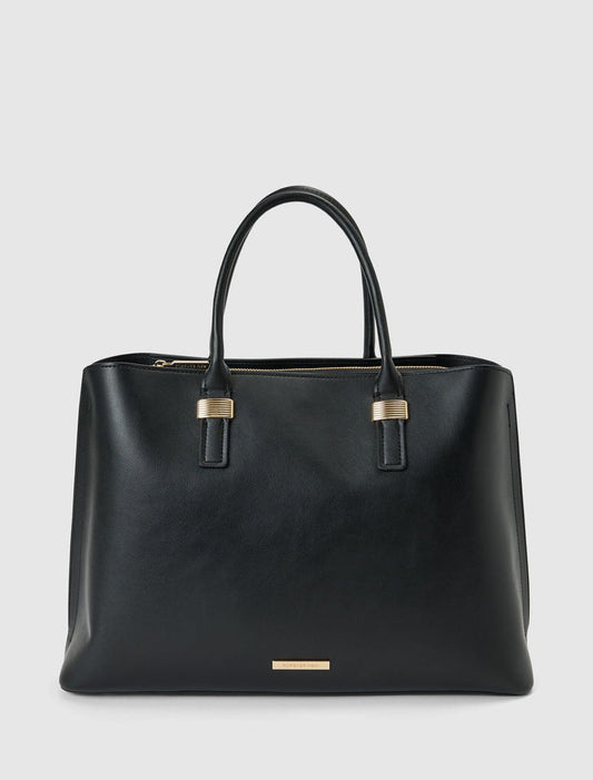 Kate Laptop Metal Detail Tote Bag 0 Black Forever New