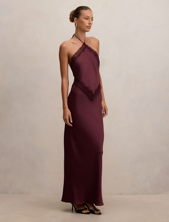 Kelli Lace Strappy Satin Maxi Dress Forever New