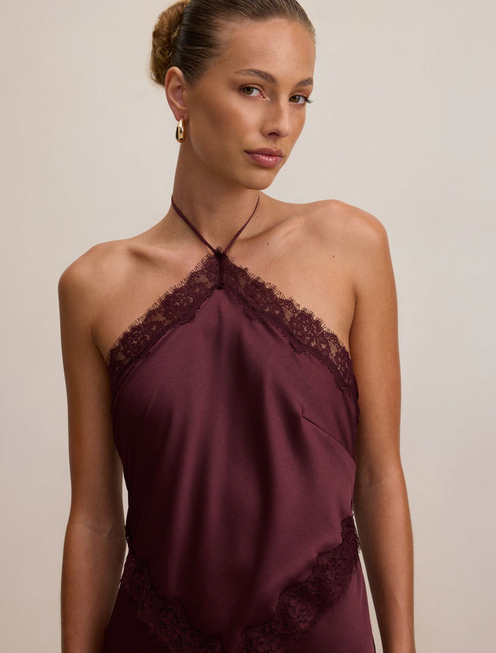 Kelli Lace Strappy Satin Maxi Dress Forever New