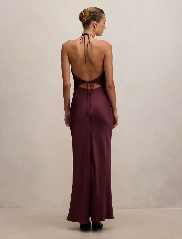 Kelli Lace Strappy Satin Maxi Dress Forever New