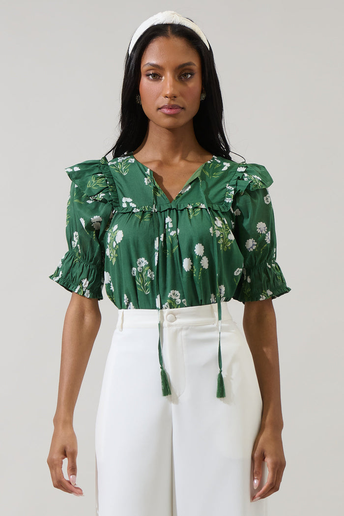 Kestrel Floral Auria Puff Sleeve Top