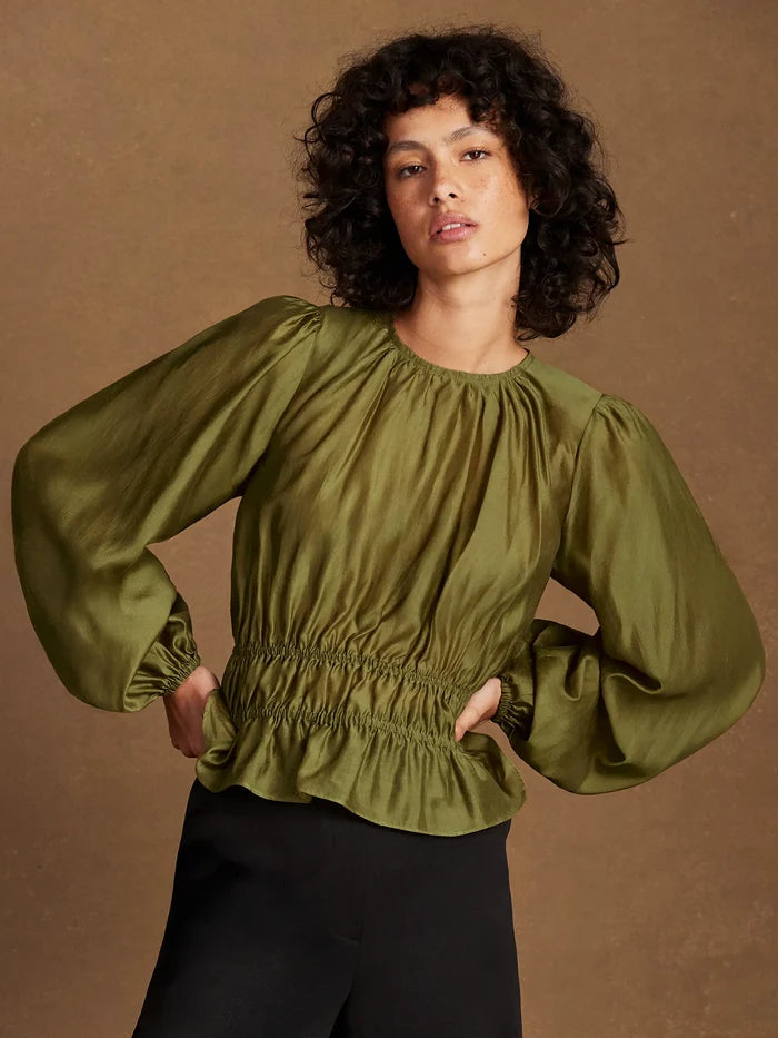 Khaki Peplum Blouse