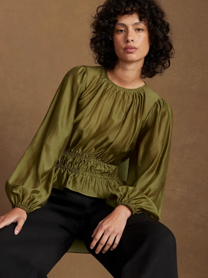 Khaki Peplum Blouse