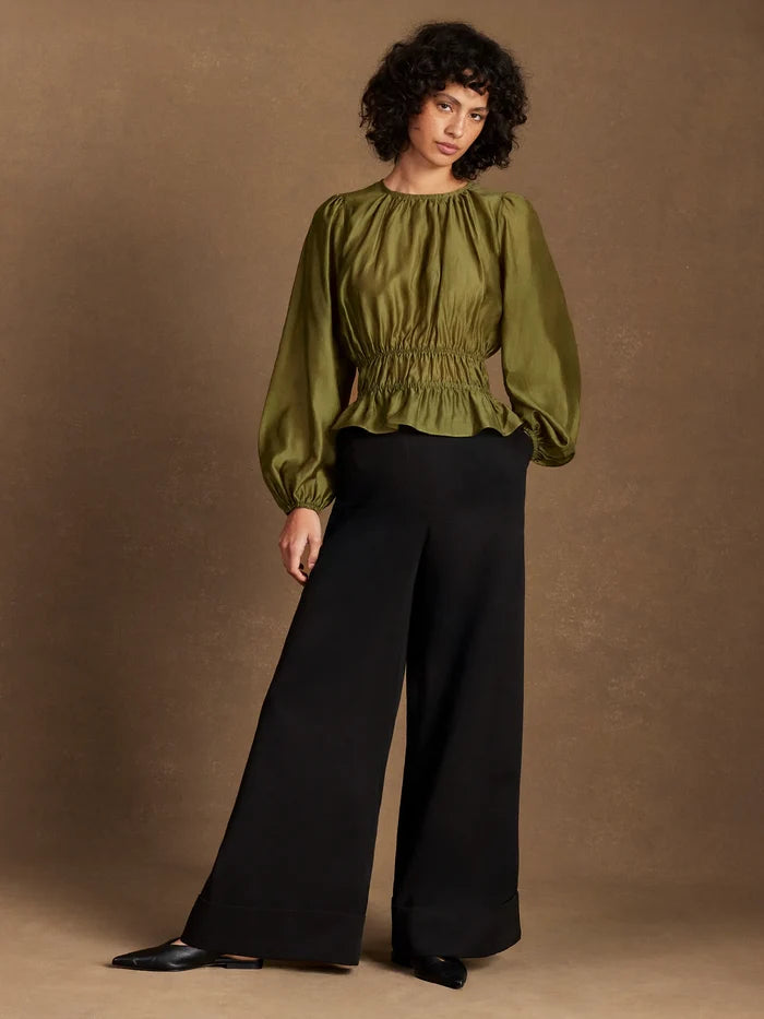 Khaki Peplum Blouse