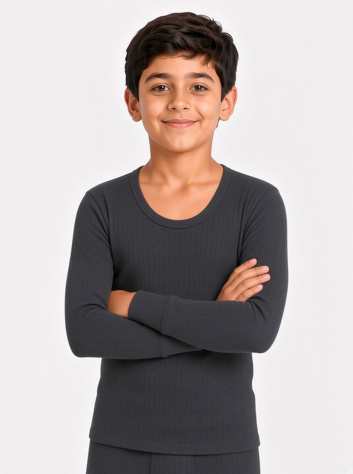 Kids Premium Charcoal Poly Wool Inner Thermal Shirt (8/1)