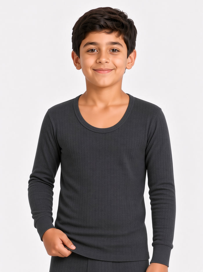 Kids Premium Charcoal Poly Wool Inner Thermal Shirt (8/1) - Hinz Clothing
