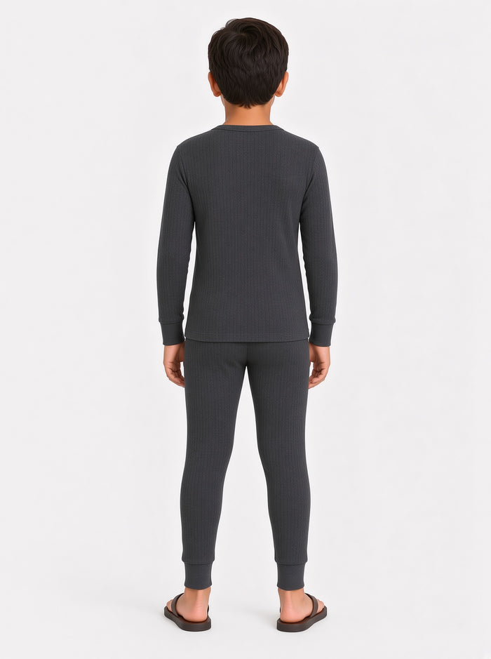 Kids Premium Charcoal Poly Wool Inner Thermal Shirt & Trouser Set (8/1) - Hinz Clothing