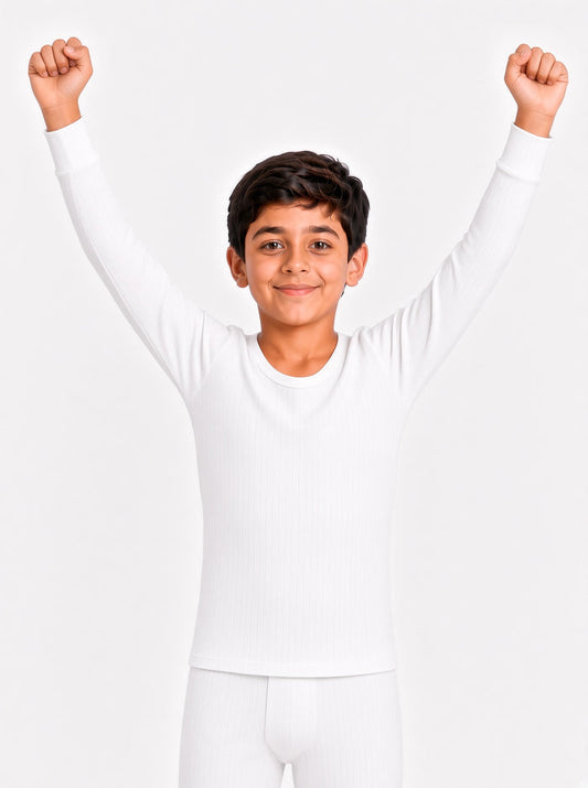 Kids Premium Poly Wool White Inner Thermal Full Sleeve Shirt (8/1)
