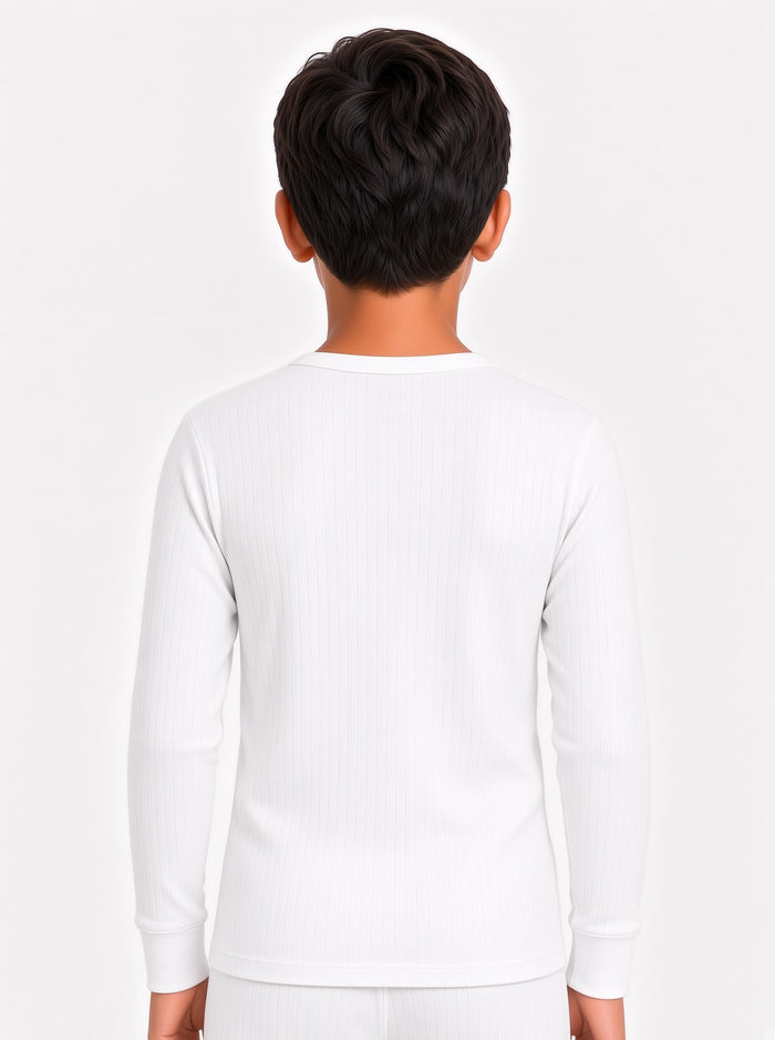 Kids Premium Poly Wool White Inner Thermal Full Sleeve Shirt (8/1) - Hinz Clothing