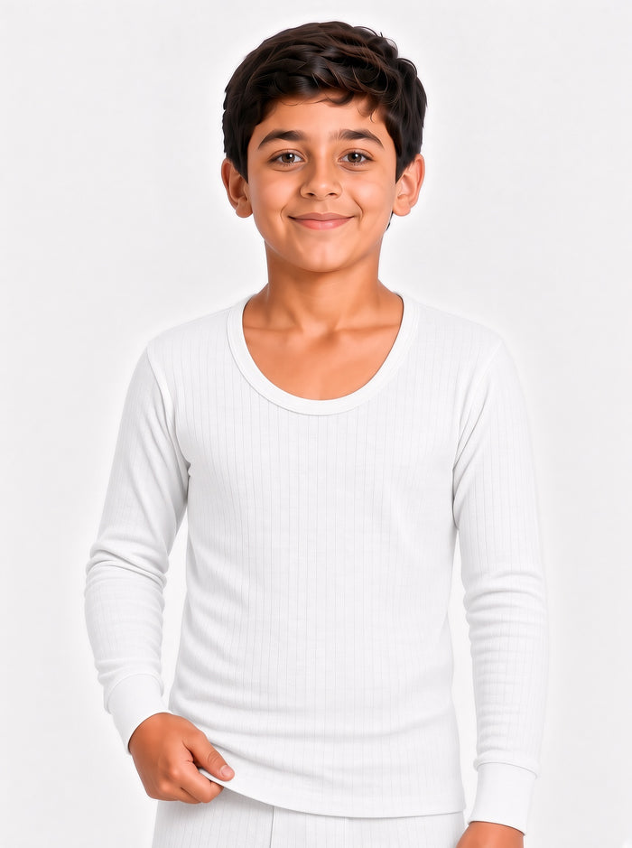 Kids Premium Poly Wool White Inner Thermal Full Sleeve Shirt (8/1) - Hinz Clothing