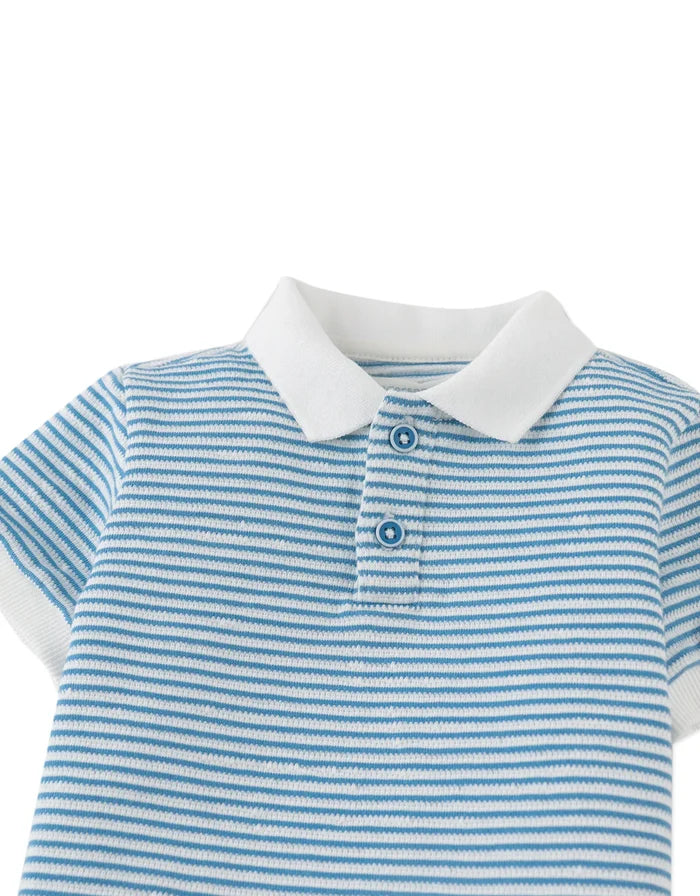 Kirk Striped Textured Terry Polo Shirt