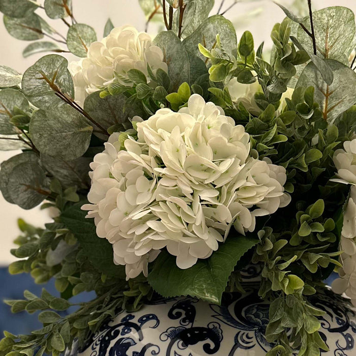 KK - 20 Inch Real Touch Hydrangea Stem - White