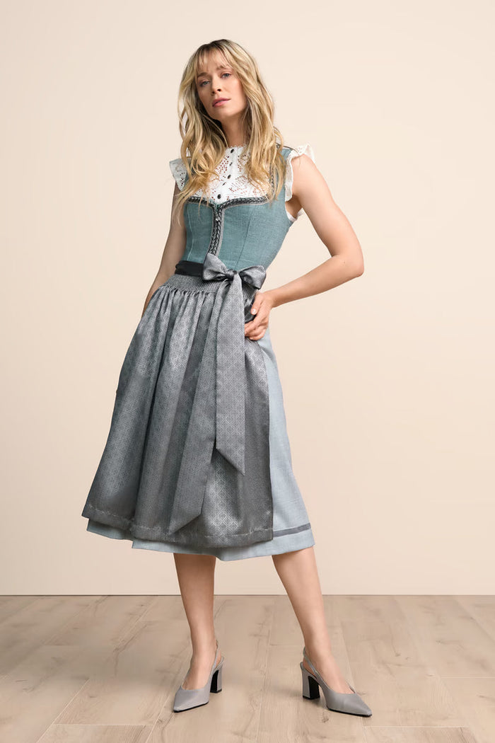 Kruger Long Dirndl 2pcs 70cm "Soleil" turquoise (size 36)
