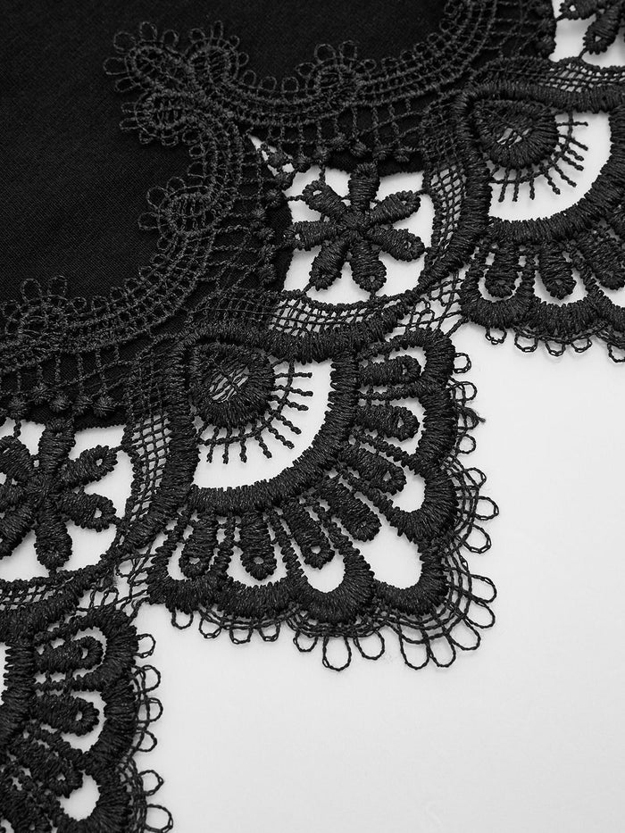 Lace Trim Short-Sleeve Crop Top