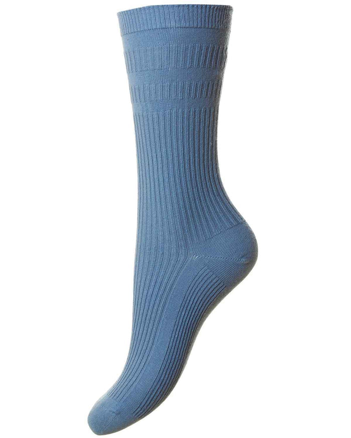 Ladies Cotton-Rich Socks - Denim Marl