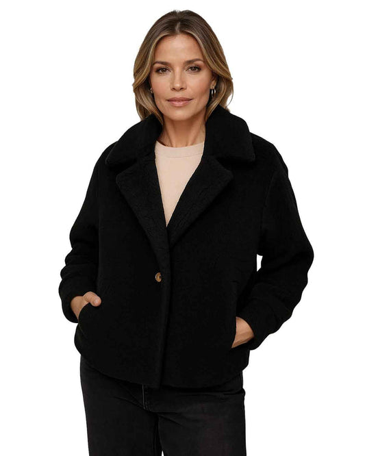 Ladies Fully Lined Fleece Jacket - Black - The Classic Boutique