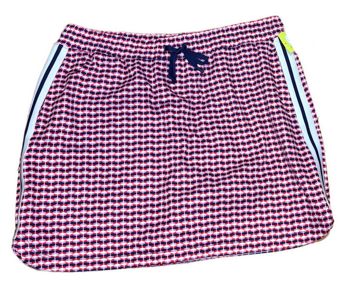 Lady Hagen Women's Off to the Races Retro Geo Cherry Red Skort Size L MSP$65