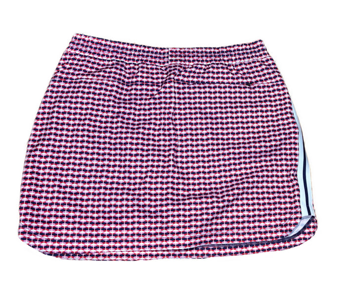 Lady Hagen Women's Off to the Races Retro Geo Cherry Red Skort Size L MSP$65
