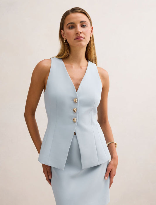 Larissa Long Waistcoat Sky Blue Suit Forever New
