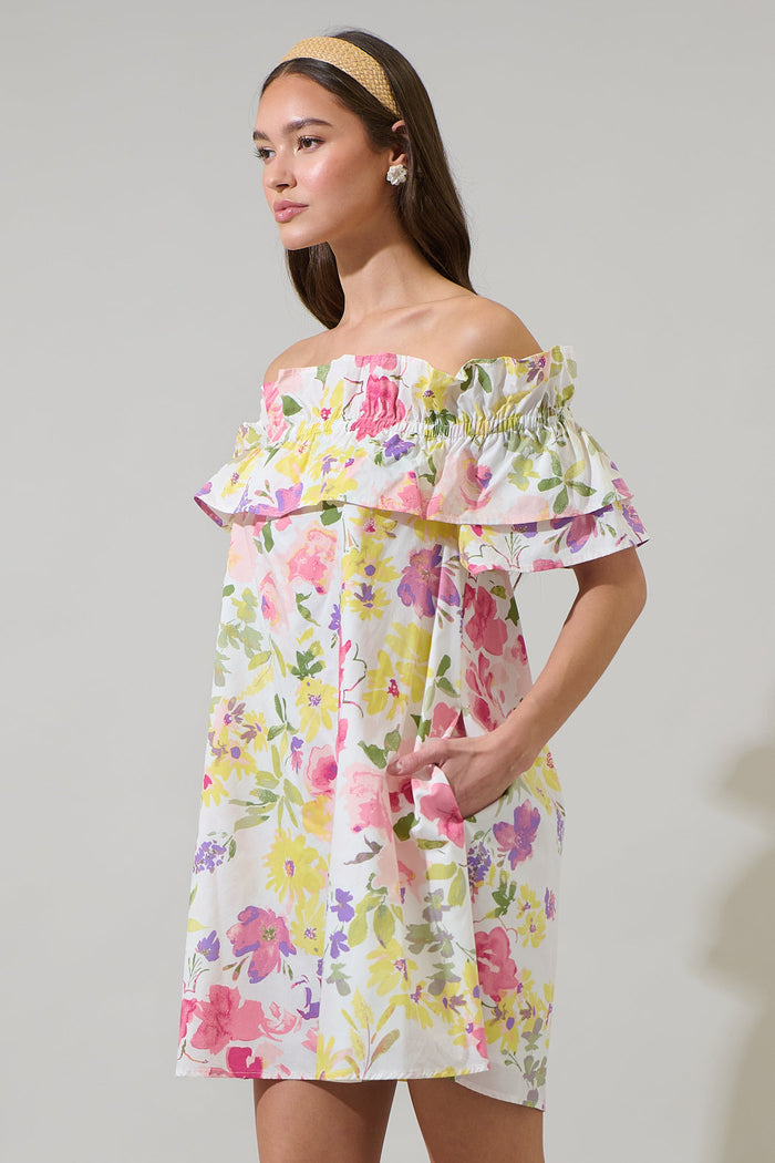 Leonie Floral Hattie Ruffle Mini Dress