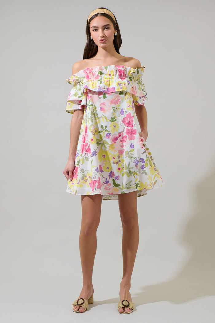 Leonie Floral Hattie Ruffle Mini Dress