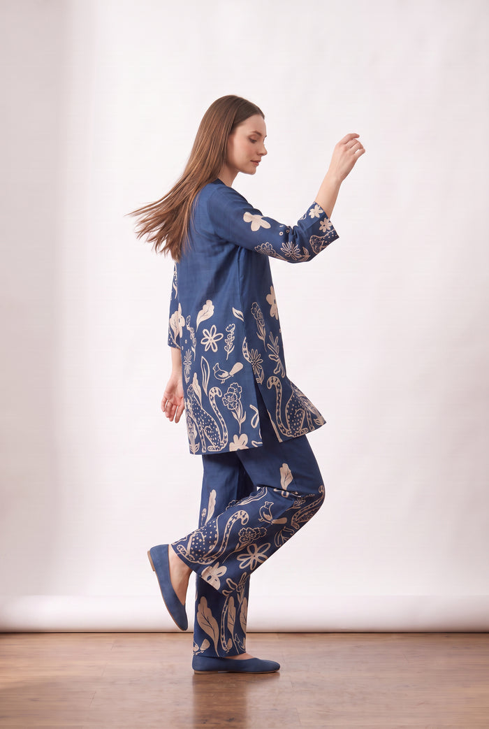 Leopard Printed Russian Silk Co-ord Set