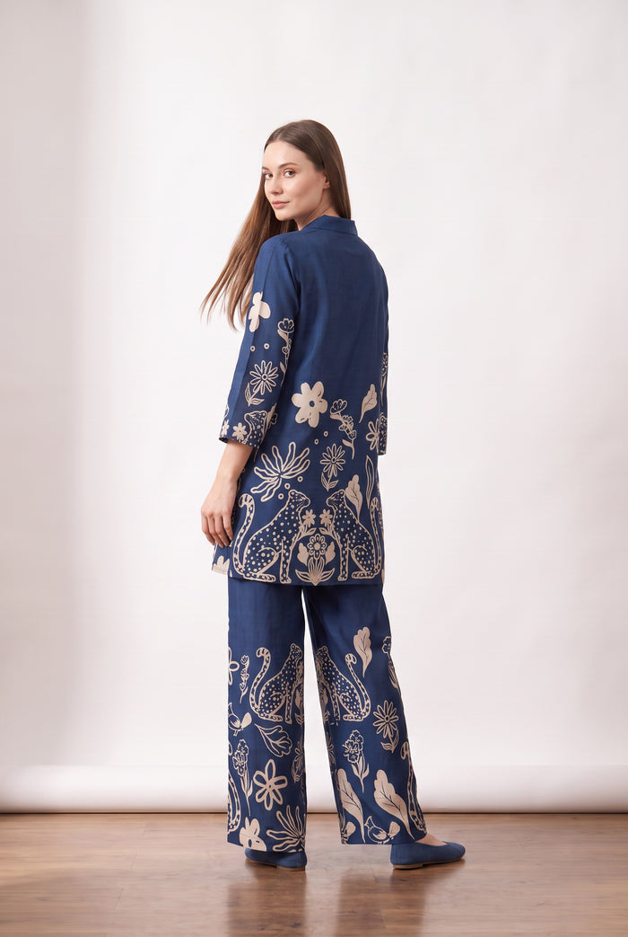 Leopard Printed Russian Silk Co-ord Set
