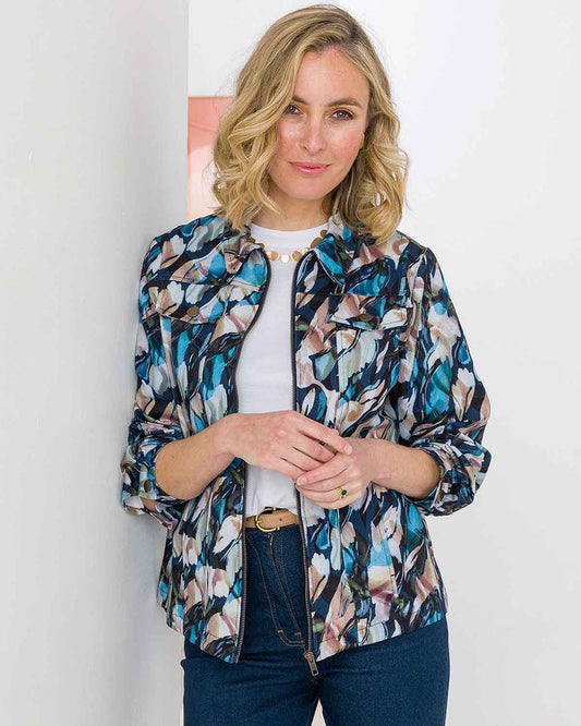 Lexi Patterned Cotton Twill Zipped Jacket - Image 1 - The Classic Boutique